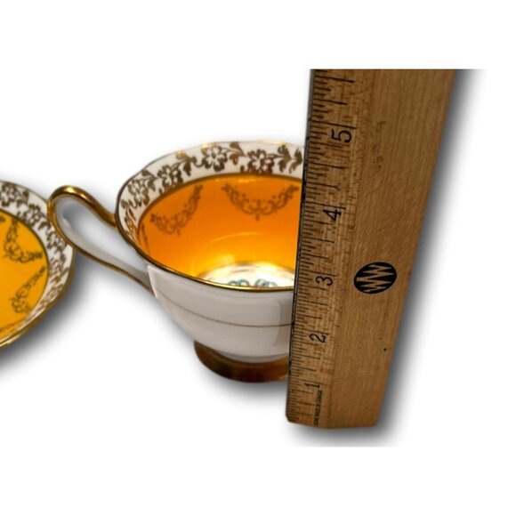 Royal Albert Teacup Saucer Porcelain Fine Bone China Yellow UK 1950s - Picture 9 of 12